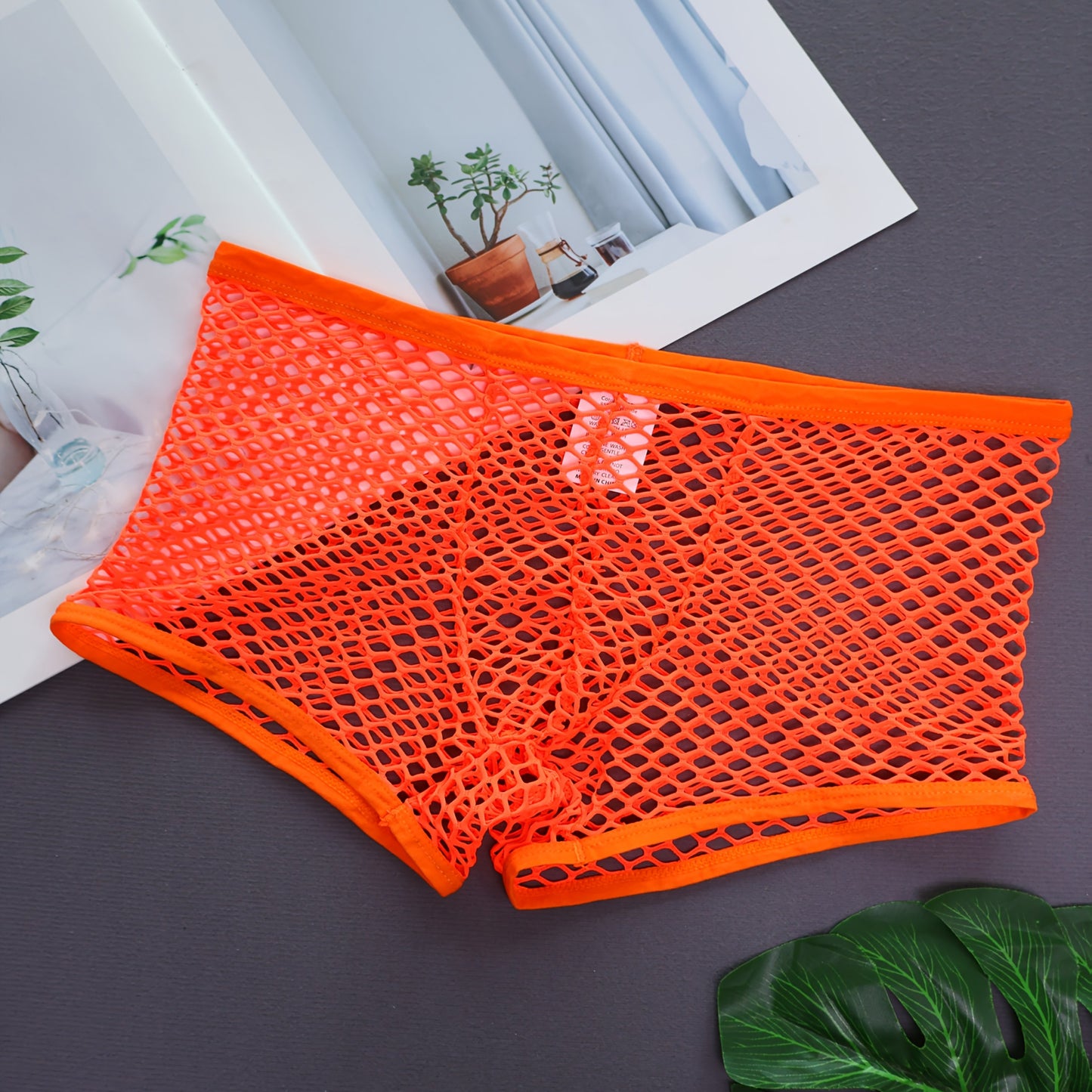 Breathable mesh men's boxer shorts with transparent, soft U-shaped design for a sexy look.