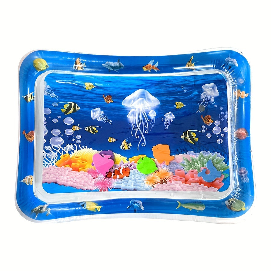 Inflatable water pad puzzle game featuring marine life designs and underwater world patterns.