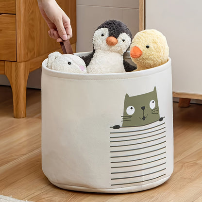 Get organized with this adorable Cartoon Animal Print Felt Storage Basket! Perfect for storing diapers, toys, and miscellaneous items, this polyester organizer bin is a cute and practical addition to any room.