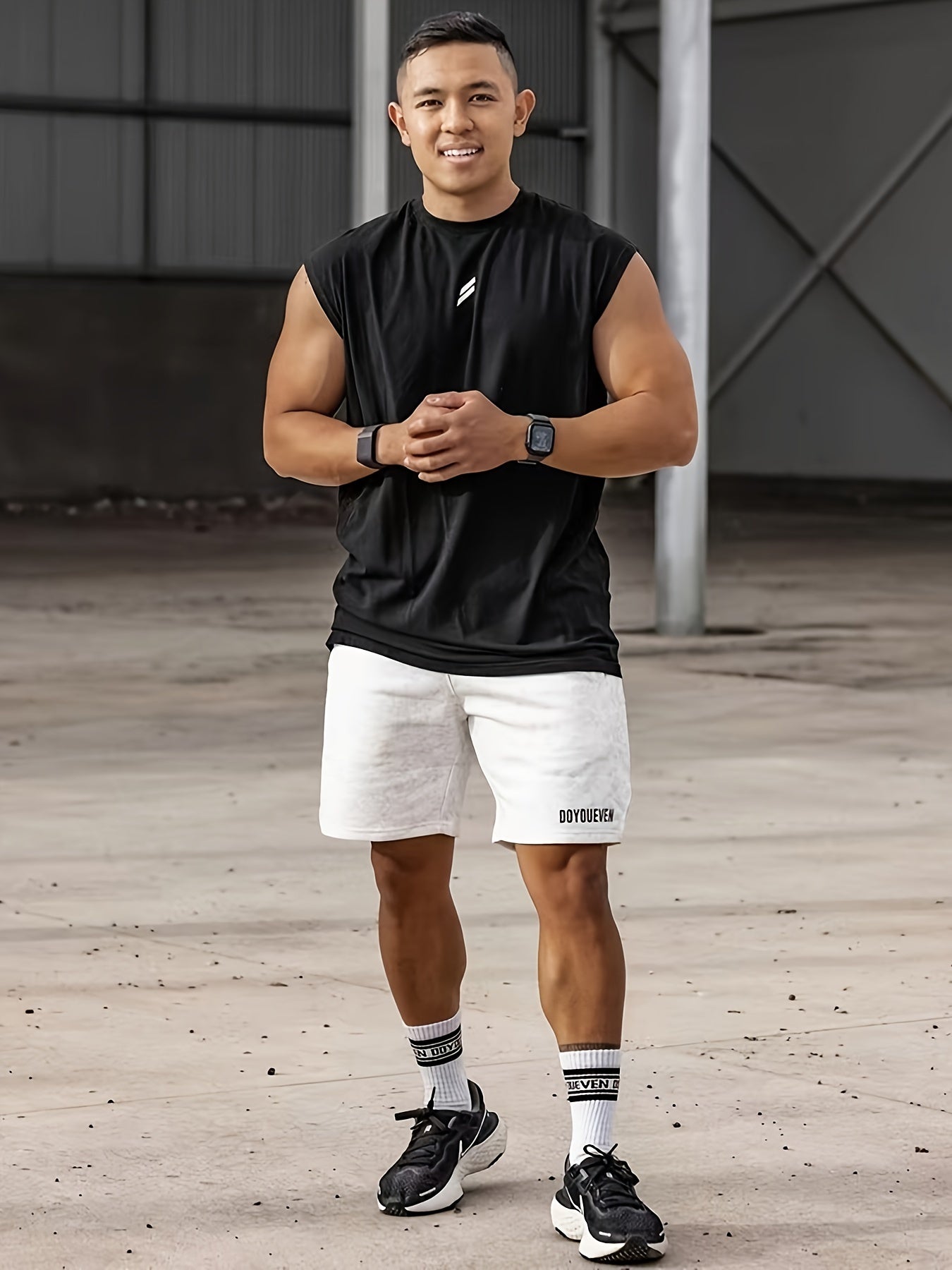 Men's sleeveless cotton blend tank top for gym workouts and summer training.