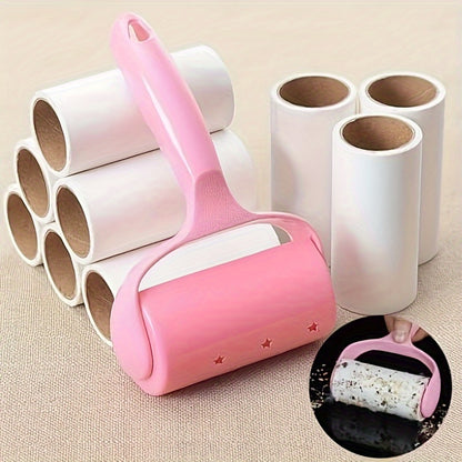 1 Handle + 6 Replacement Rolls, 360 Sheets of Paper, Velvet Brush Hand Tear Roller Hair Brush Clothes Dehairer, Suitable for Clothing, Carpets, Car Seats, Durable Handle, No Power Needed