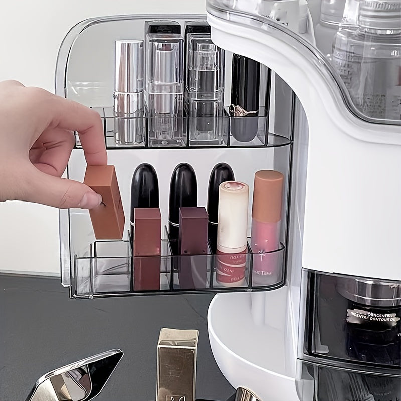 1-piece dustproof makeup organizer, clear cosmetic storage box.