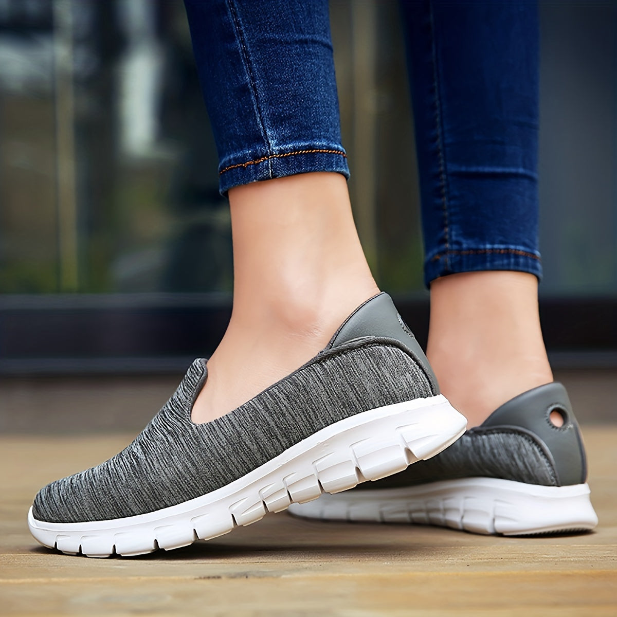 Lightweight, breathable slip-on sneakers for stylish and comfortable walks or runs.