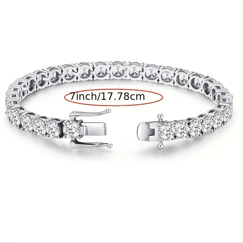 Exquisite Moissanite Tennis Bracelet Set with 10.5-14 Carat Lab-Created Diamonds - Crafted from Hypoallergenic 925 Sterling Silver and Finished with White Golden Plating, Perfectly Elegant and Boho-Chic, Adorned with Natural Stones, Perfect for Everyday