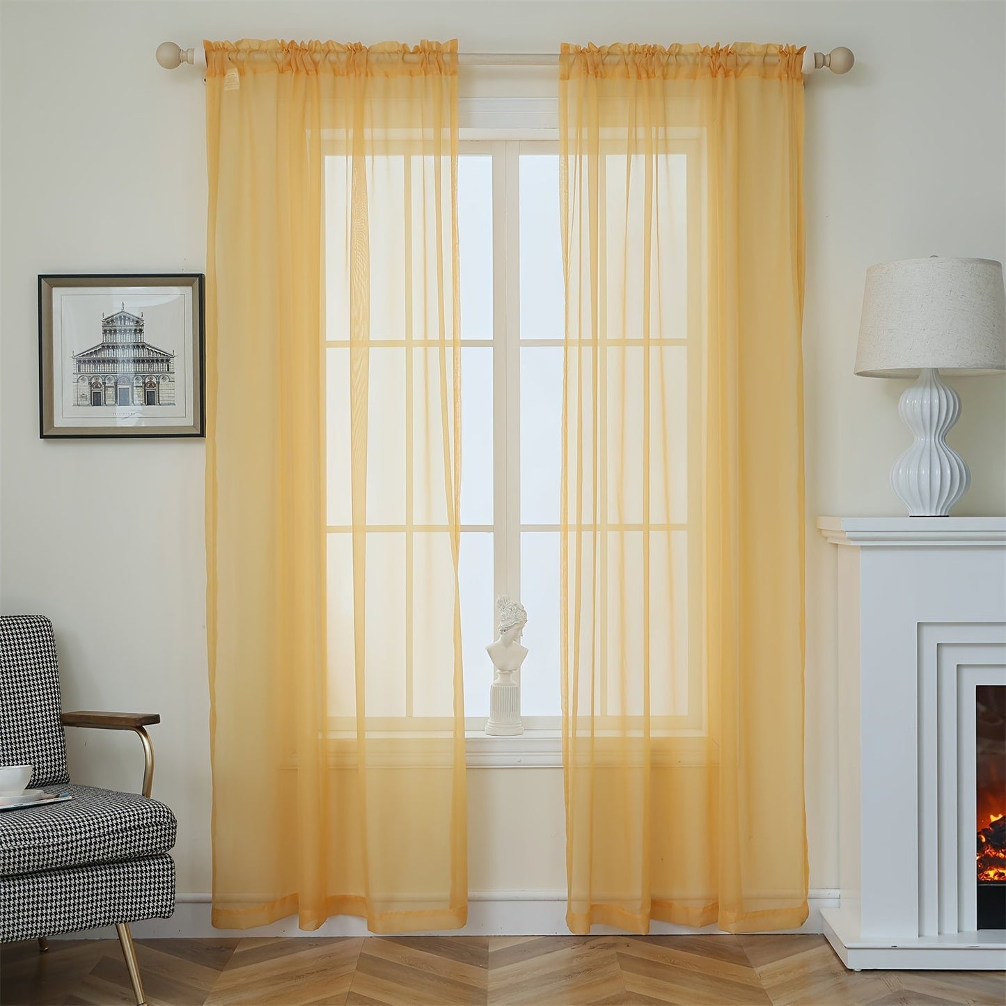 [Top Pick] Add a touch of elegance to your home with these stylish terylene gauze curtains. The two-piece set features a semi-transparent design in a plain color, perfect for creating a breathable and lightweight atmosphere in any room. Hang them with