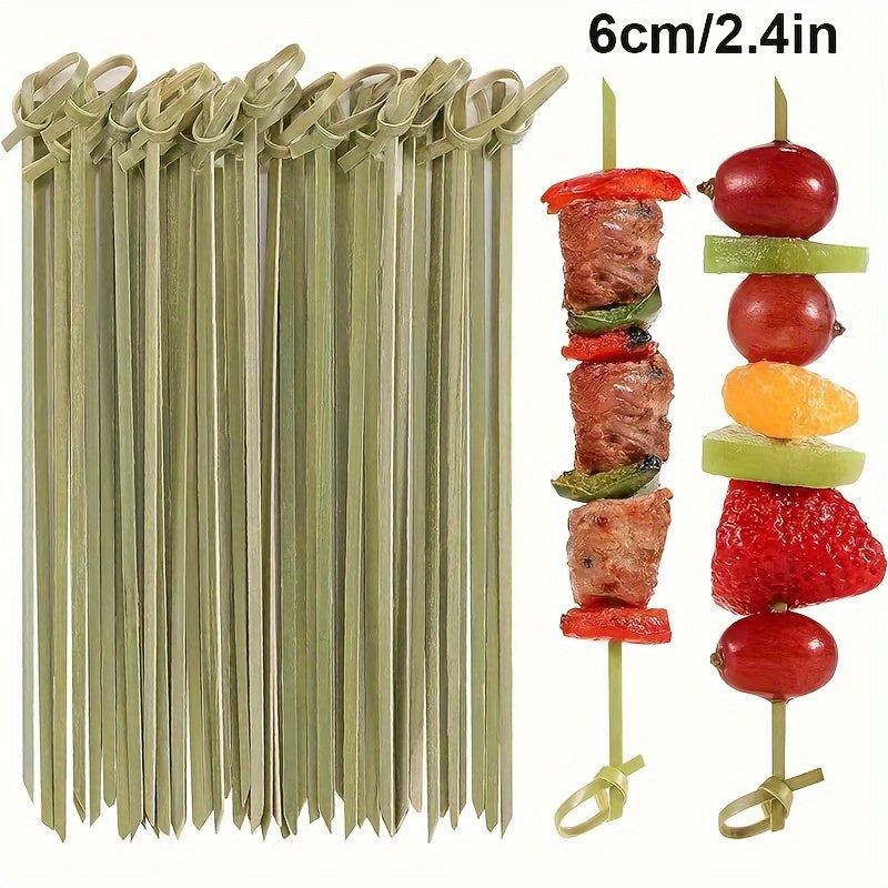 100 Natural Bamboo Knot Picks, 15.24 cm, for Appetizers, Party Supplies, Charcuterie Boards, Fruit Garnish, Food Sticks.