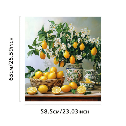 Decorate your kitchen with this lemon bouquet magnetic cover! This waterproof and heat-resistant sticker is perfect for your dishwasher, refrigerator door, or electrical panel. Easy to clean and no electricity required, this sticker measures 58.5 x 65.0