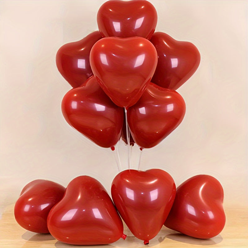 30 Romantic red heart-shaped balloons perfect for various celebrations, no electricity required.