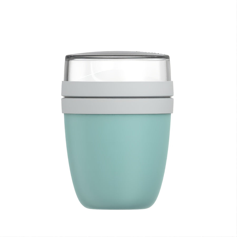 23.6oz portable breakfast cup with lid for on-the-go meals. Features oatmeal and yogurt divider, ideal for salad, cereal, or oatmeal lunches. 700ml capacity.