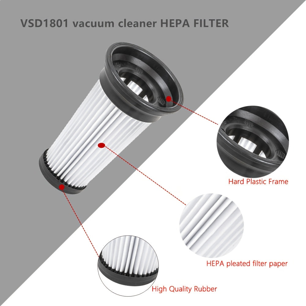 4-Piece Set of VSD1801 HEPA Vacuum Cleaner Filters, Featuring Washable Paper and Durable Plastic Frame, Designed to Fit Vacmaster Swivel-Stick 2-in-1 Stick Hand Vacuum Cleaner