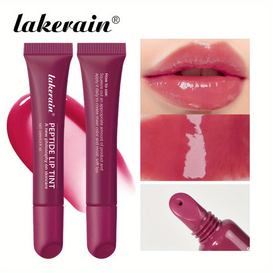 Lakerain Peptide Lip Tint - Tinted Lip Oil - Hydrating Formulas, 4 Colours