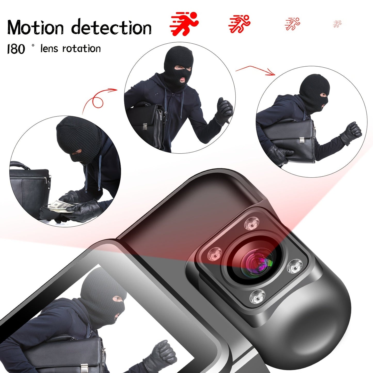 Give the Gift of Safety with our HD Wearable Body Camera featuring a 180° Rotatable Lens, Night Vision, and Wide Viewing Angle. Stay Protected with the Back Clip and USB Rechargeable, 1080P Resolution, ABS Material construction. Ideal for Christmas