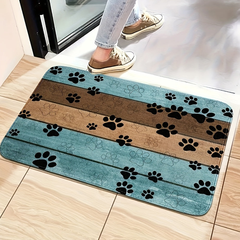 Коврик для двери Dog Paw Print — мягкий, впитывающий и быстросохнущий. Можно стирать в стиральной машине, можно использовать в прихожих, ванных комнатах, столовых, гостиных и офисах. Идеально подходит для добавления нотки домашнего декора.