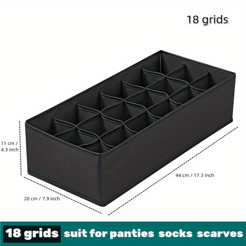 Foldable Multi-grid Underwear Drawer Organizer with Space-saving Design for Bras, Socks, and Clothes - Ideal for Wardrobe, Closet, Bedroom, Dorm or Home Storage