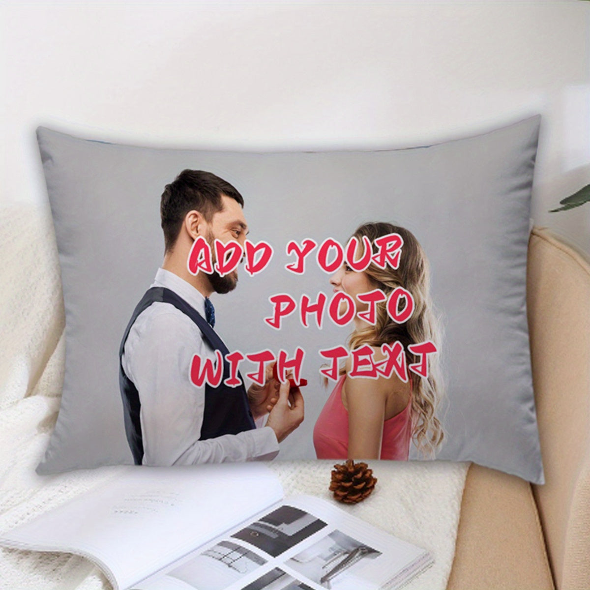 Personalized Double-Sided Custom Photo Pillowcase made of Soft Polyester Fabric, Ideal for Gifts on Valentine's Day, Christmas, Thanksgiving, Wedding Anniversaries and Halloween. Fits Insert Size 30.48x50.8 cm (1 piece)