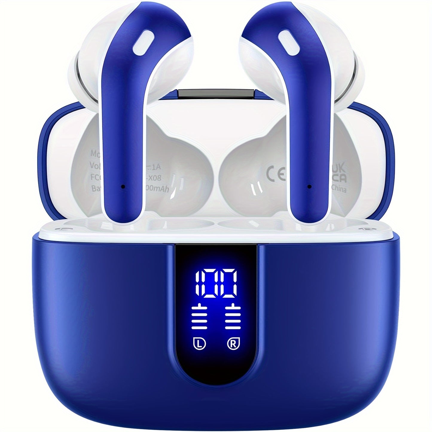 Adult-friendly LIFEBEE Wireless Earbuds with 60H playback, LED display, noise cancelling, touch control, condenser mic, and fast charging. Compatible with cellphones.