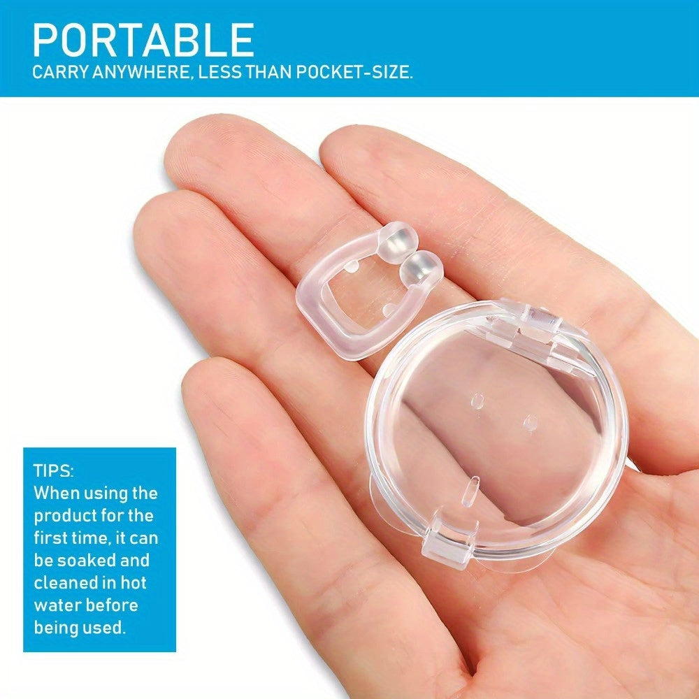 4 comfortable silicone magnetic nose clips improve sleep quality by keeping nasal airways clear for peaceful nights. Safe, easy-to-clean snoring solution is travel-friendly.