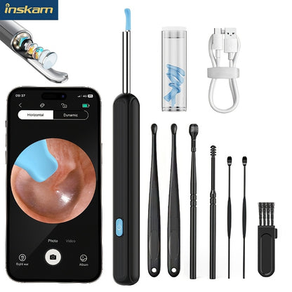 7-piece earwax removal kit includes camera, light, and 6 ear spoons. Rechargeable with lithium battery. Made with safe materials - no formaldehyde, metal, plastic, or silicone. Easy to use