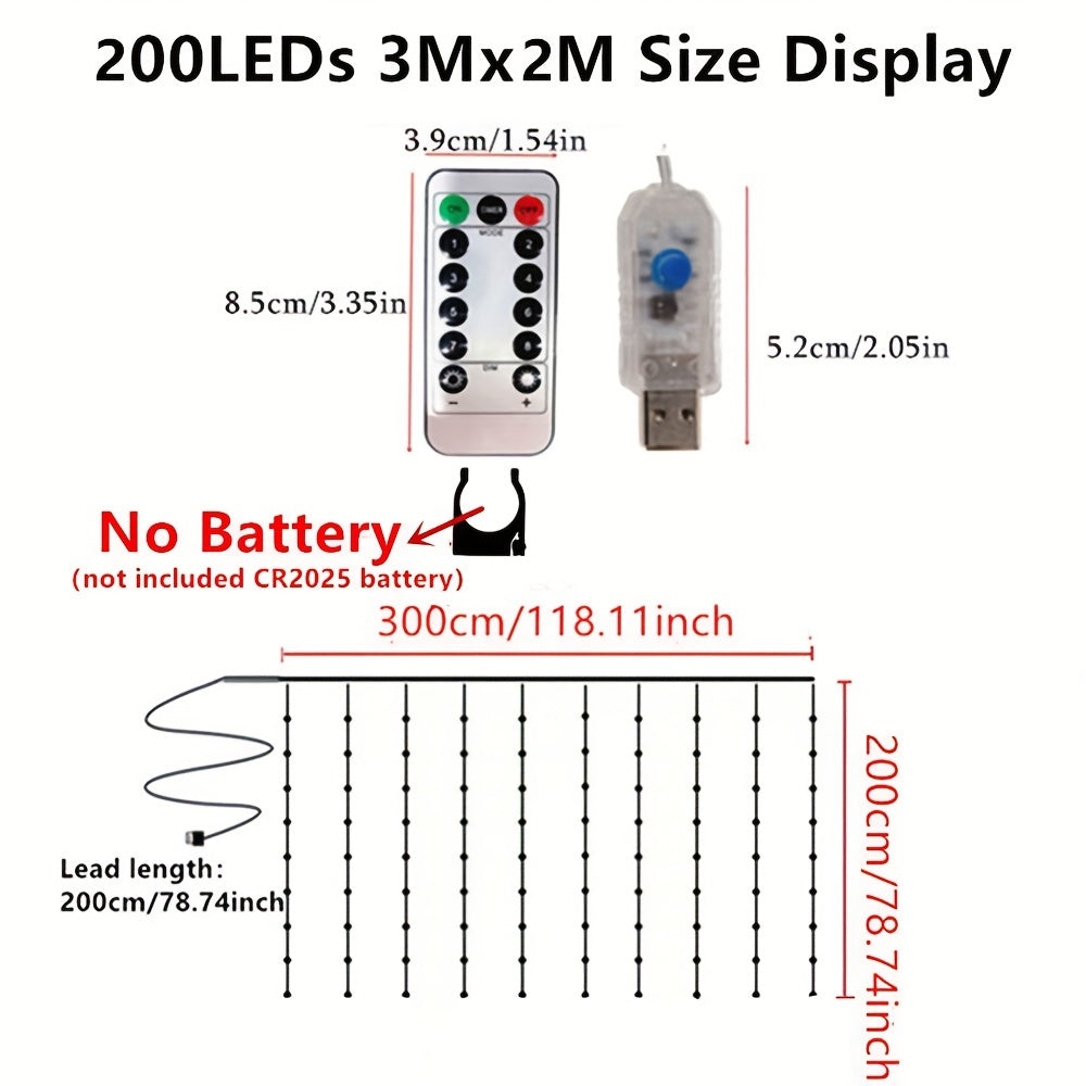 200 теплых белых USB занавесных гирлянд с пультом дистанционного управления - идеально подходит для комнаты, спальни, Рождества, Хэллоуина, домашнего декора, свадьбы, вечеринки, дня рождения и выпуска.