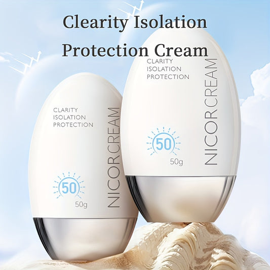 Lightweight, non-comedogenic face sunscreen lotion with hyaluronic acid, SPF50/PA++++ for all skin tones, providing outdoor sun protection and moisturization.