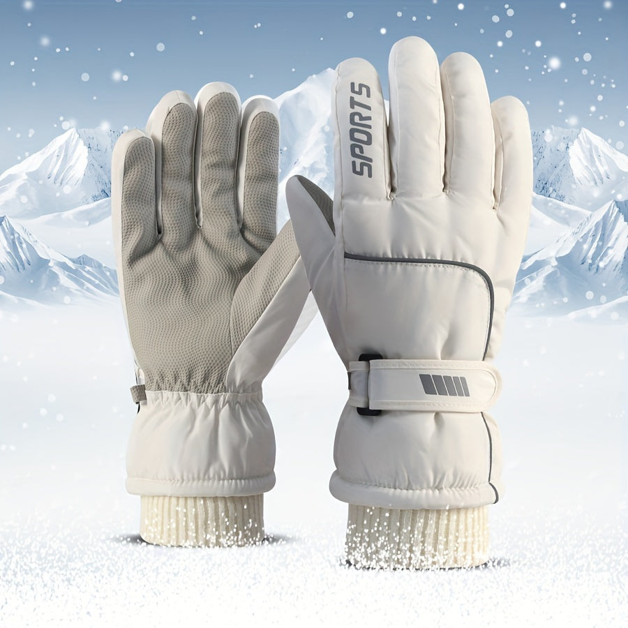 Bestselling Winter Ski Gloves with Touchscreen Compatibility, Windproof and Waterproof Design, Anti-Slip Grip, Fleece Lining for Ultimate Warmth during Winter Outdoor Activities like Cycling and Skiing - Made with Durable Polyester Material