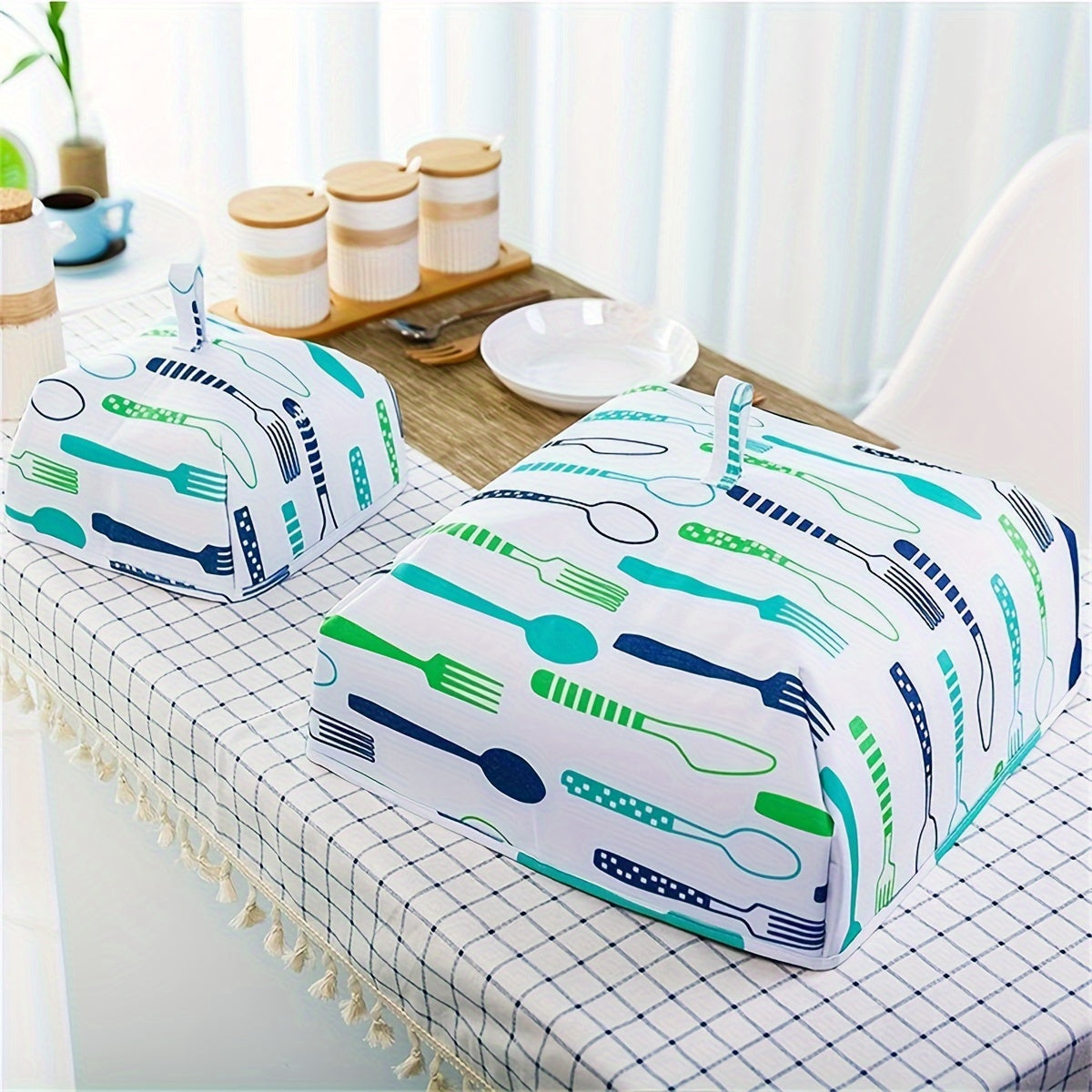 1pc Foldable Insulation Food Cover for Home Restaurant Kitchen Supplies, protecting against dust and insects.