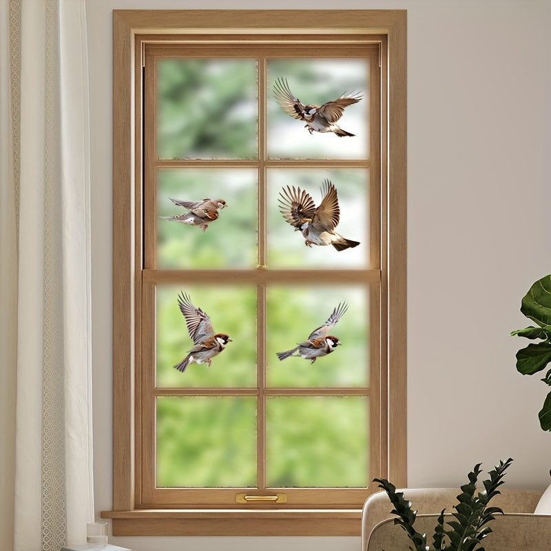 Sparrow Window Decals - Delightful, Easy-to-Apply Decor for Any Room, Featuring Decorative Art Style