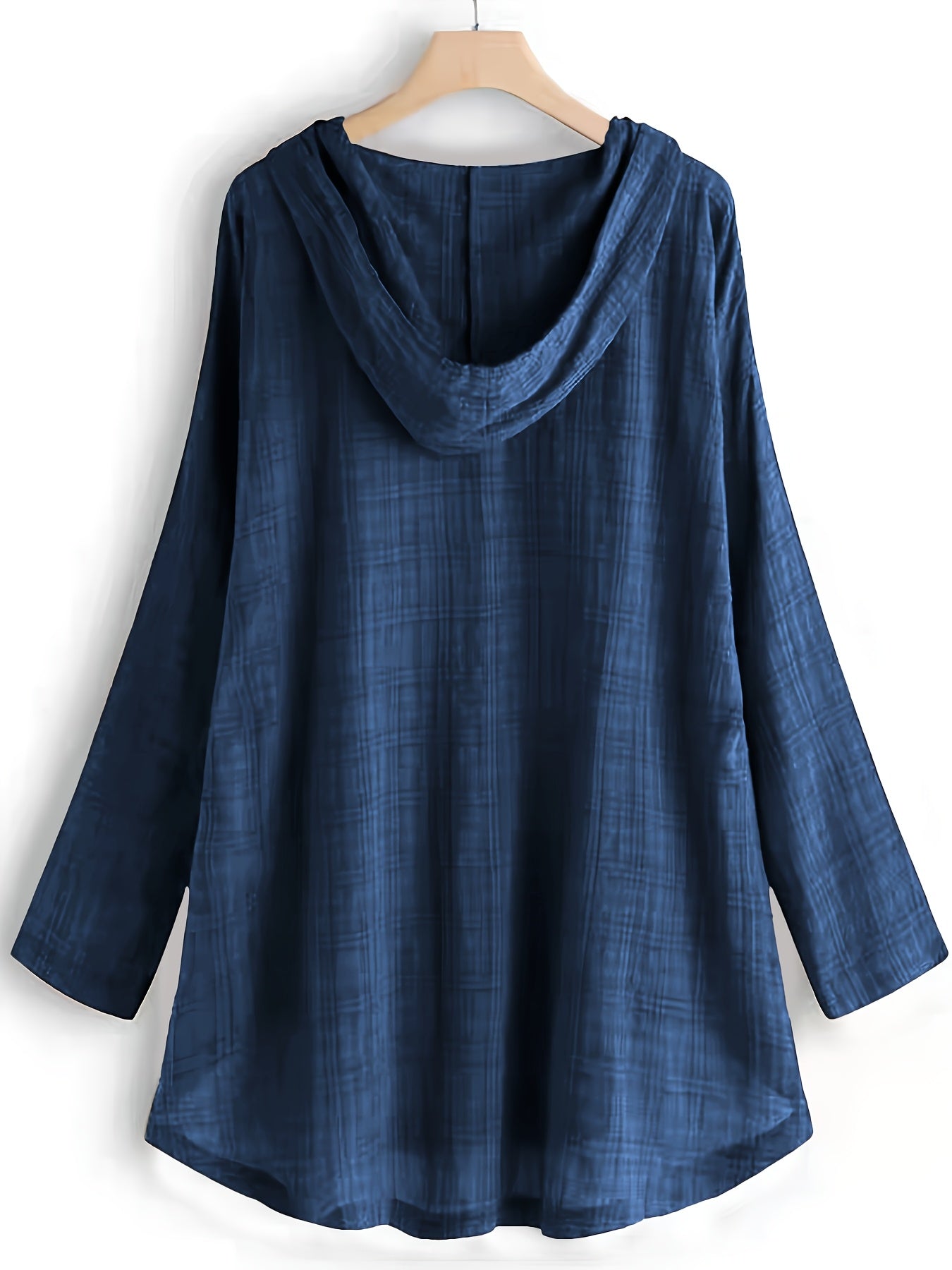 Casual hooded shirt, asymmetrical top, plaid blouse, waist-tied outerwear, drawstring shirt, Nian Nian Directional.