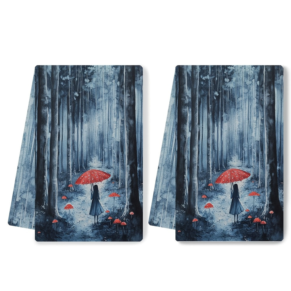 Get your hands on a set of two ultra-soft kitchen towels that showcase the mesmerizing beauty of a rain-soaked forest. These highly absorbent dish and hand towels are ideal for holiday decoration and can be easily cleaned in the washing machine. Each