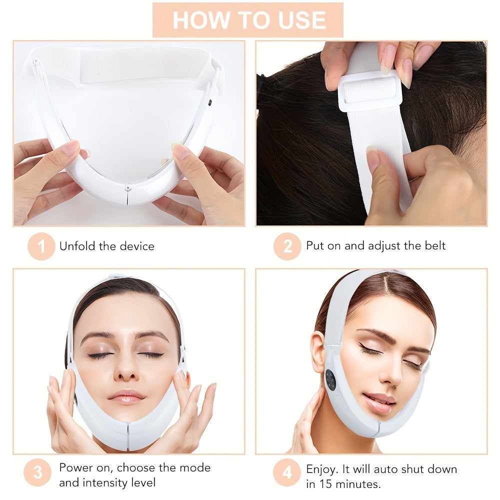 Portable skin care beauty device for women, with USB rechargeable V-line face massager and 400mAh lithium battery.