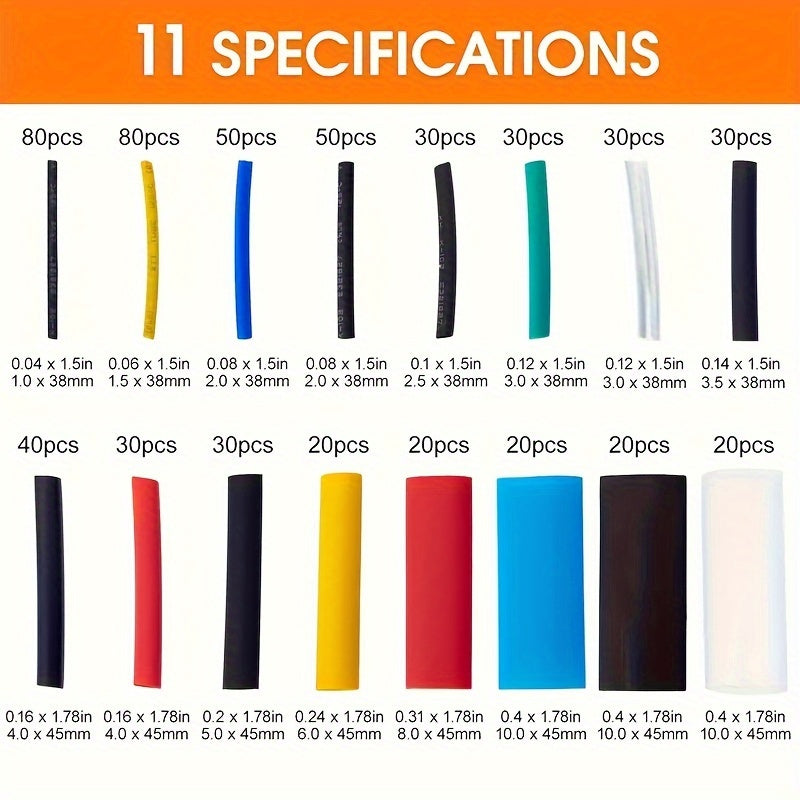 UMLIFE Heat Shrink Cable Sleeve Kit - 580pcs, 2:1 Shrink Ratio, Professional Wire Insulation, Durable Polyolefin, Assorted Sizes