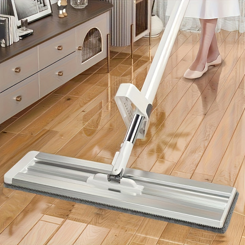 Flat Mop with Extendable Aluminum Handle Provides 360° Cleaning Capability, 41.91cm Wide - Comes with 2 Extra Pads for Convenient Cleaning in Various Areas like Kitchen, Bathroom, and Living Room