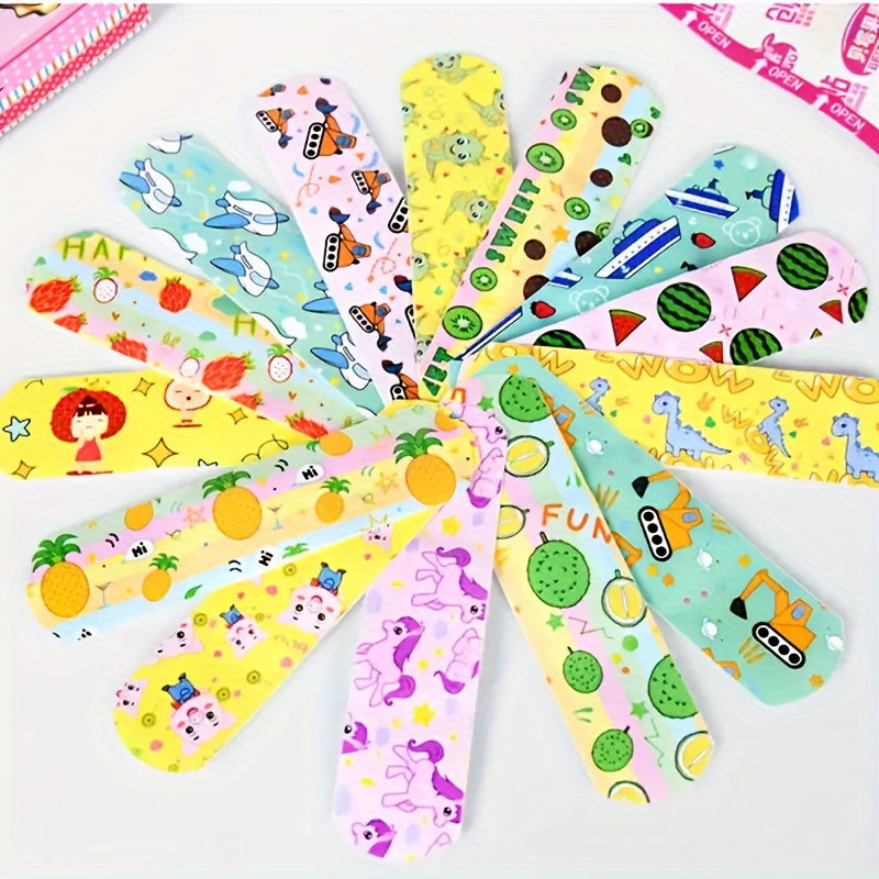 120 cute cartoon animal bandages for kids and adults. Hypoallergenic, waterproof PE patches with fun designs. Ideal for home emergencies.