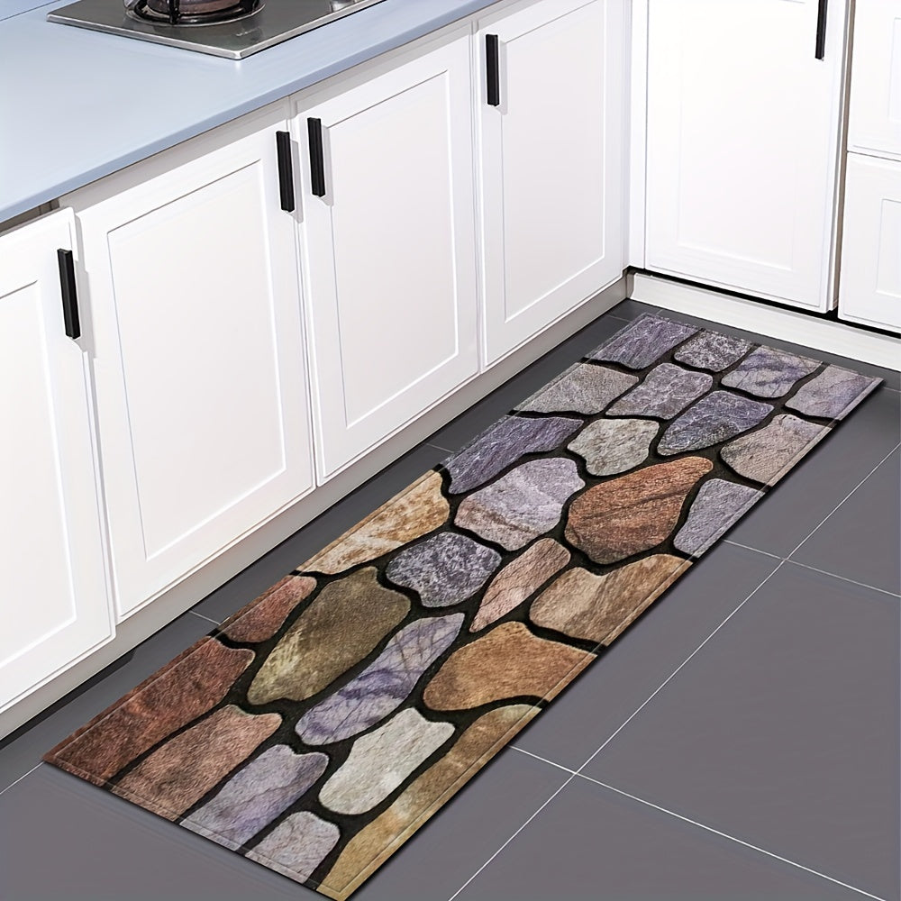 Create a pebble-patterned absorbent strip floor mat for the kitchen, bathroom, or bedroom. This non-slip floor mat can also be used on sofas or carpets in your home.