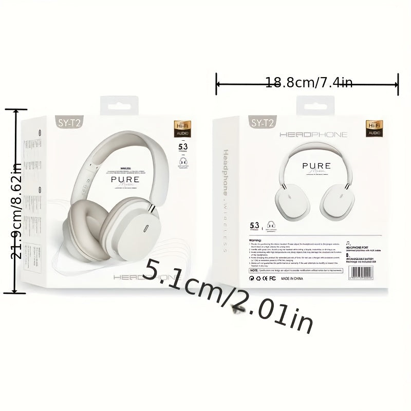 Lightweight Wireless 5.3 Headset with Noise-Cancelling, Comfortable Stereo Headphones, Built-in HD Mic, HiFi Sound, Deep Bass, DJ earphones, Universal Compatibility for Cellphone, PC