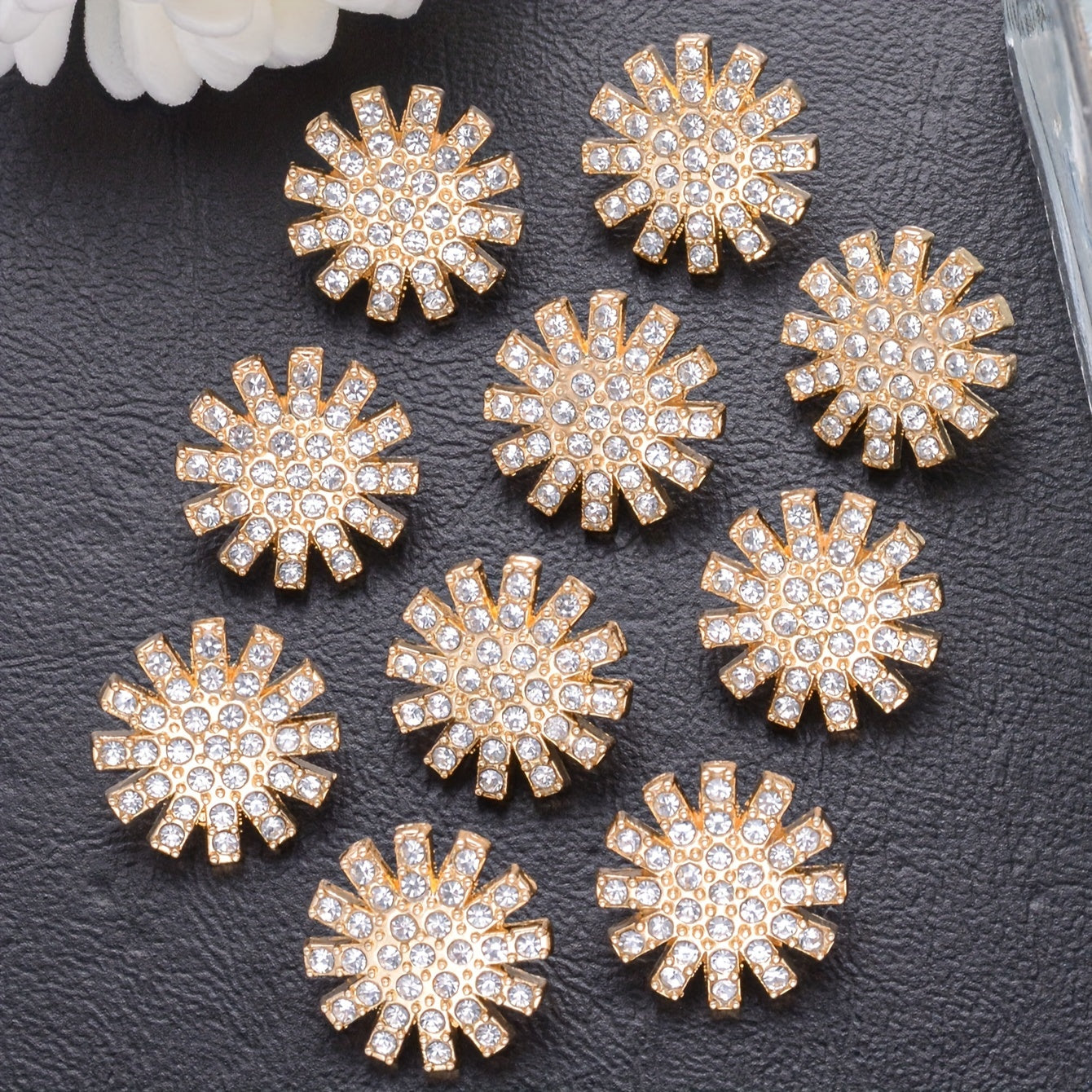 Collection of 9 Elegant Alloy Rhinestone Buttons – Minimalist yet Luxurious Sewing Accessory for Shirts, Sweaters, Blazers, Coats, and Outerwear – Creative DIY Embellishments for Crafting