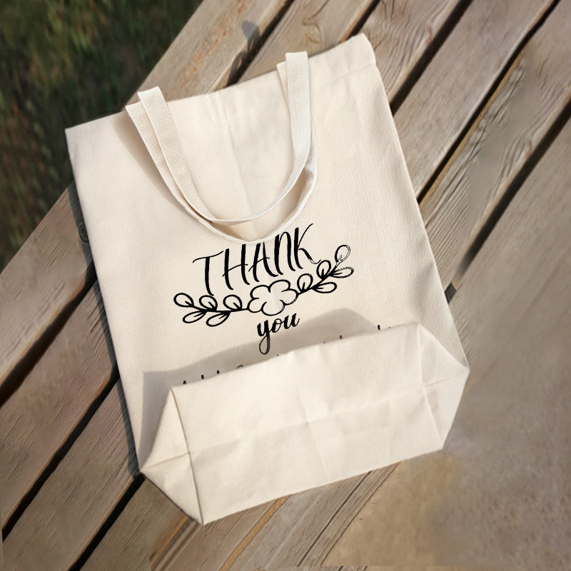 Custom Canvas Tote Bag featuring the 'Thank You So Much Honey' Design, Ideal for Weddings, Birthdays, Beach Trips, and Corporate Gifts, Durable and Versatile for Grocery Shopping and Travel.