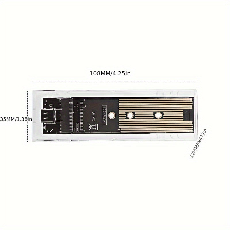 Clear USB Type C enclosure for M.2 NVME SSD with 10Gbps transfer speed.