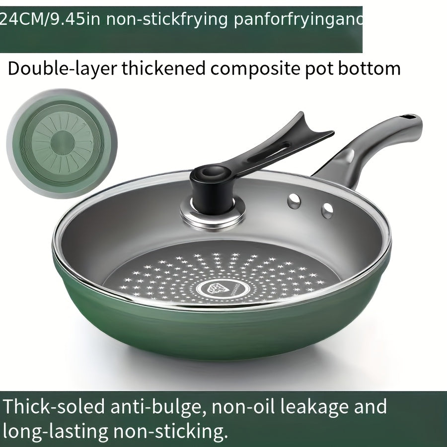 Multi-functional non-stick frying pan for oil & smoke-free cooking on induction & gas stoves.