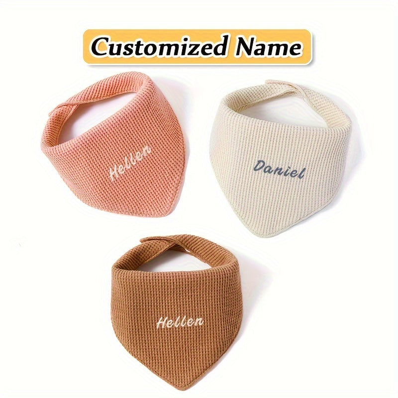 Set of 3 Soft and Absorbent Kids' Bibs - Adjustable Snap, Breathable Cotton Material, Optional Personalized Name - Great for Children and as Gifts for the Holidays