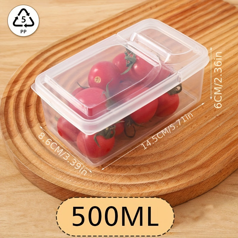 Large Capacity Food-Grade PP Storage Box with Handle - Transparent Container for Fruits & Vegetables, Ideal for Refrigerator Use| Sleek and Clear Visibility Storage Solution for Fresh-Keeping Food