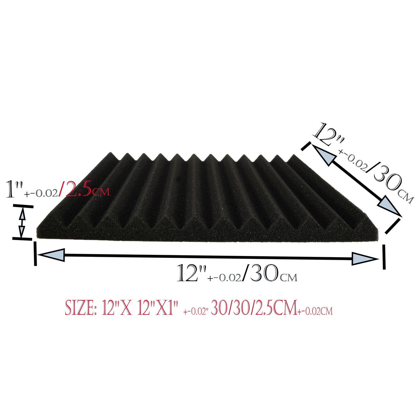 50pcs VIBuilt Acoustic Foam Wedge Panels, 30cm x 30cm x 2.5cm, Black & Red, for soundproofing studios and reducing noise, easy to install with a modular design.