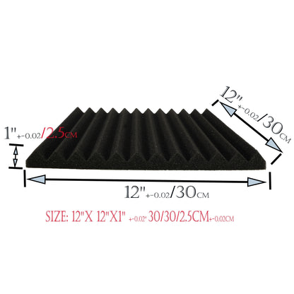 50pcs VIBuilt Acoustic Foam Wedge Panels, 30cm x 30cm x 2.5cm, Black & Red, for soundproofing studios and reducing noise, easy to install with a modular design.