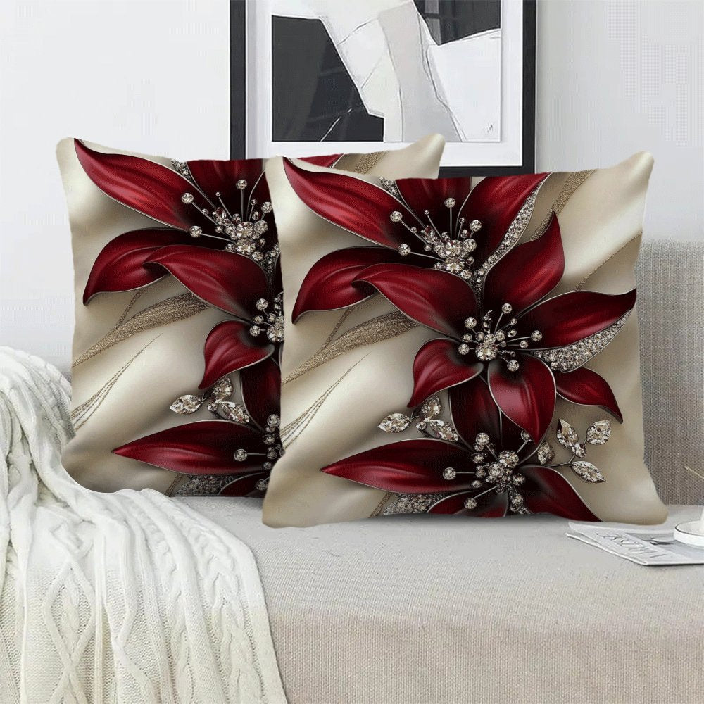 Set of two, 45.72x45.72cm Floral Square Cushion Covers - Stylish, with Zip Closure, Easy to Clean in Washing Machine - Great for Indoor and Outdoor Decoration, can be used on Sofa or in Tent - Makes an Ideal Birthday Present (Pillow Not Included)