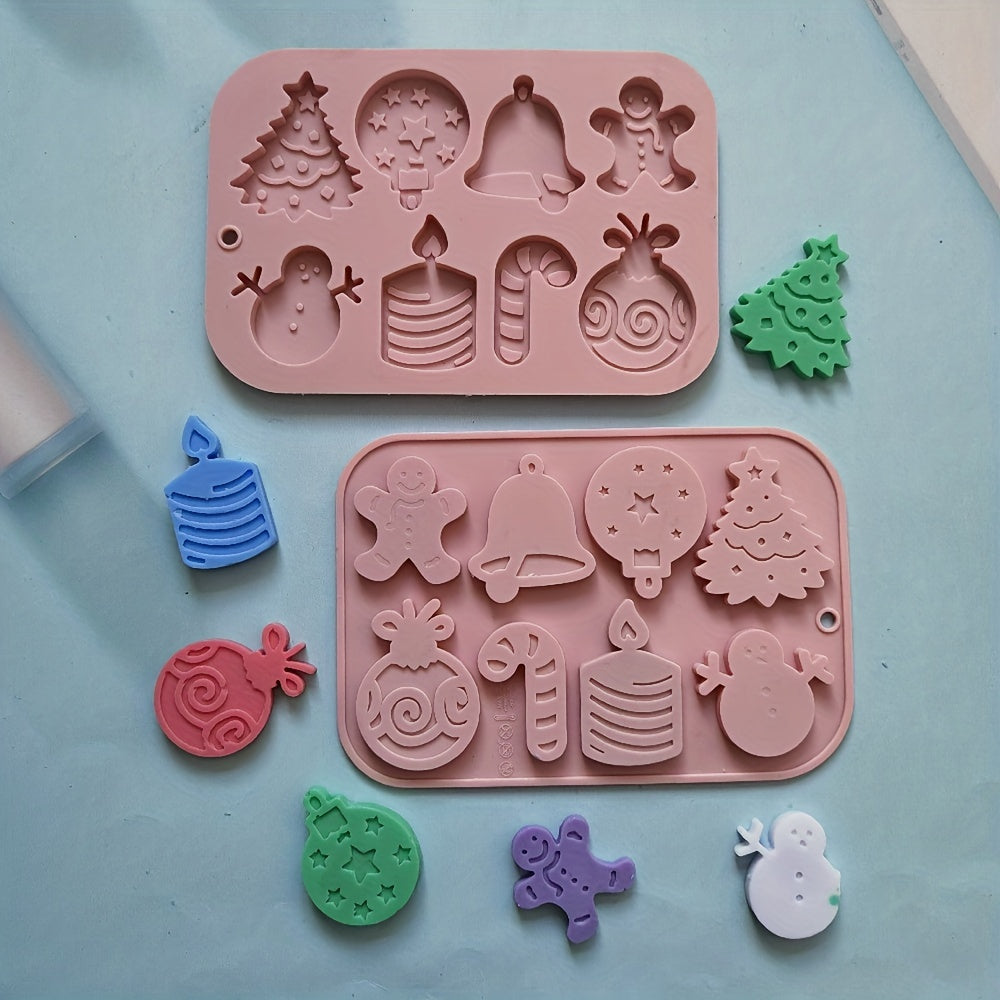 Christmas Silicone Mold, perfect for creating 3D fondant designs for your DIY treats. This versatile mold can be used for making pudding, chocolate candy, desserts, gummy candies, handmade soaps, aromatherapy candles, plaster crafts, polymer clay