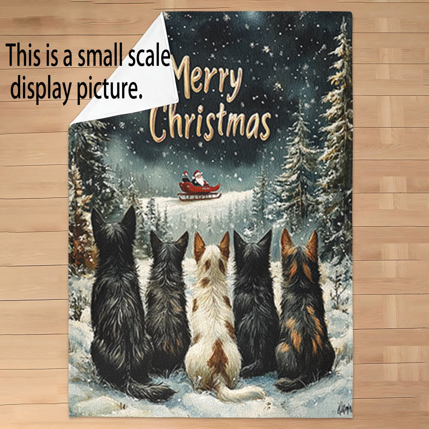 Soft and cozy Merry Christmas dog print flannel fleece throw blanket perfect for all seasons. This machine washable and breathable blanket is made of 200-250g polyester that is fade-resistant. With a contemporary style, this multi-purpose bed cover can