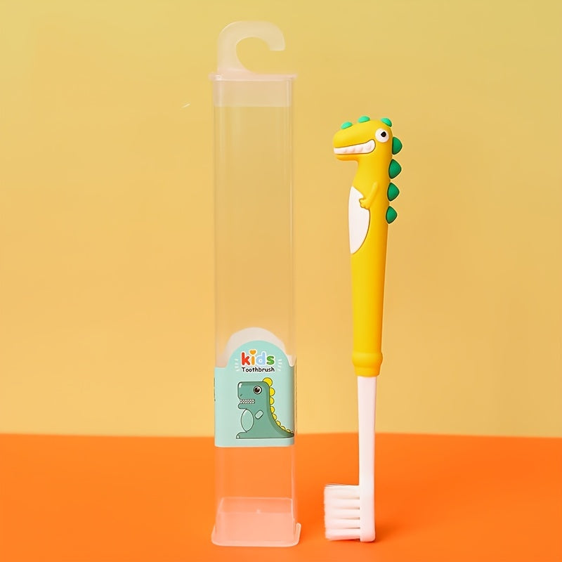 Toothbrush with Soft Bristles and Cute Cartoon Dinosaur Design, Individually Packaged