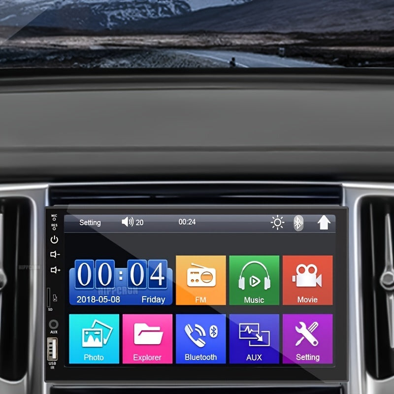 Car stereo with GPS, touch screen, SD-card and USB input, reversing camera, steering wheel control, and customizable backlight colors.