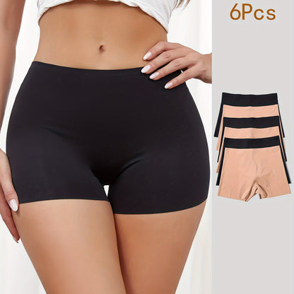 Set of 6 seamless, mid-rise women's underwear with a slim, invisible design to prevent rolling up while wearing.