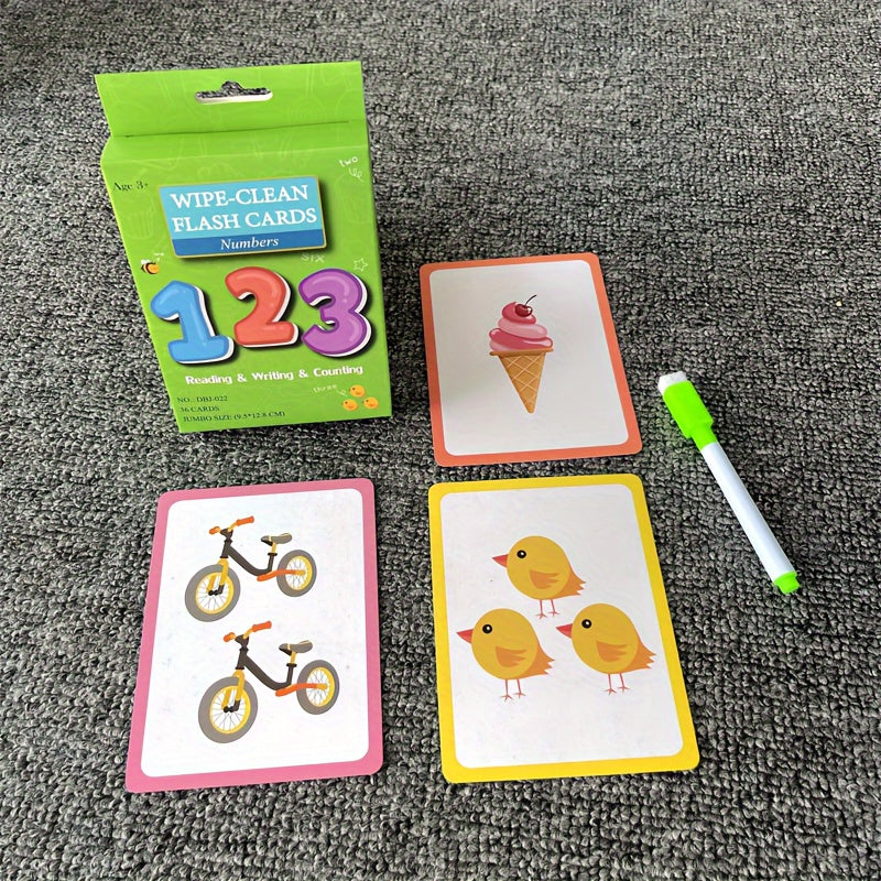 Early Learning Flash Cards for Kids with Erasable Features - Teaches Numbers, Letters, and English Addition/Subtraction Skills